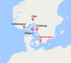itinéraire croisière Fjords : Merveilles de Scandinavie 