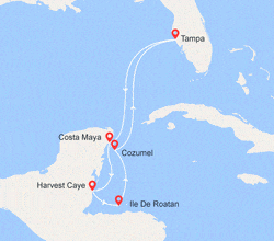 itinéraire croisière Caraïbes et Antilles : Mexique, Belize, Honduras 