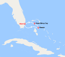 itin&eacute;raire croisi&egrave;re Caraïbes et Antilles : Miami, Bahamas, Nassau... 