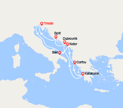 itinéraire croisière Croatie/Adriatique : Monténégro, Grèce, Croatie 