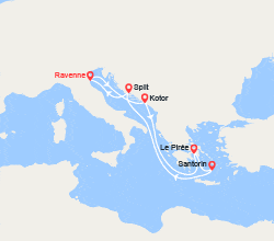itinéraire croisière Méditerranée Orientale : Monténégro, Grèce, Croatie 