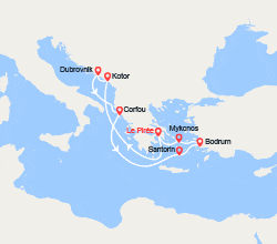 itin&eacute;raire croisi&egrave;re Méditerranée Orientale : Monténégro, Grèce, Turquie 