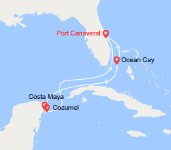itinéraire croisière Caraïbes et Antilles : MSC Ocean Cay, Costa Maya, Cozumel 