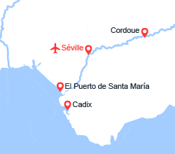 itinéraire croisière Guadalquivir : Noël Andalou : Le Guadalquivir et la baie de Cadix (NAD) 