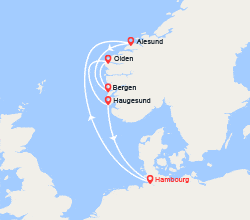 itinéraire croisière Fjords : Norvège : Alesund, Bergen, Olden, Haugesund 