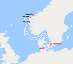 itinéraire croisière Fjords : Norvège : Hellesylt, Alesund, Flam 