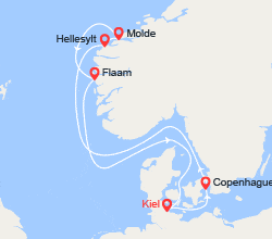 itin&eacute;raire croisi&egrave;re Fjords : Norvège : Hellesylt, Molde, Flam 