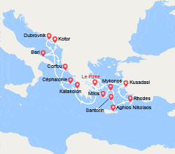 itinéraire croisière Méditerranée Orientale : Paradisiaque Mer Adriatique et Idillyque Mer Égée 