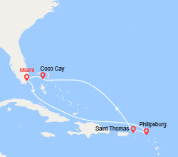 itin&eacute;raire croisi&egrave;re Caraïbes et Antilles : Philipsburg, Charlotte Amalie, CocoCay 