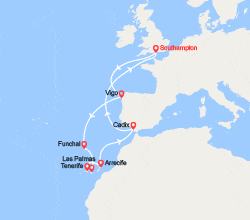 itin&eacute;raire croisi&egrave;re Méditerranée Occidentale : Portugal, Gibraltar, Espagne 