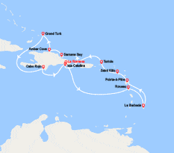 itinéraire croisière Caraïbes et Antilles : Rép. Dominicaine,  îles Turks et Caïques, Dominique, Antilles, îles Vierges