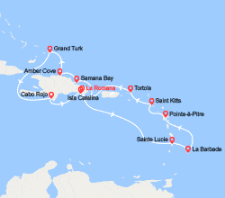 itinéraire croisière Caraïbes et Antilles : Rép. Dominicaine, Antilles, îles Vierges,  îles Turks et Caïques