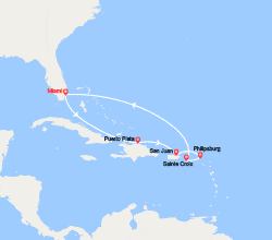 itinéraire croisière Caraïbes et Antilles : Rép. Dominicaine, Porto Rico, St Maarten, Iles Vierges 