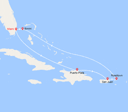 itin&eacute;raire croisi&egrave;re Caraïbes et Antilles : Rép. Dominicaine,Porto Rico, Iles Vierges Britanniques, Bahamas 