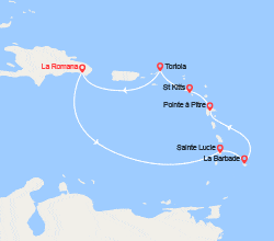 itinéraire croisière Caraïbes et Antilles : Rép.Dominicaine, Antilles, Iles Vierges 