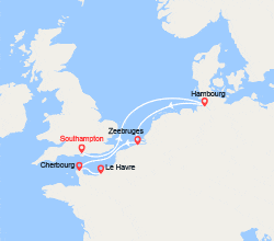 itinéraire croisière Europe du Nord : Royaume-Uni, Allemagne, Belgique, France 