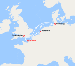 itinéraire croisière Europe du Nord : Royaume-Uni, Allemagne, Pays-Bas, France 