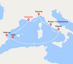 itinéraire croisière Méditerranée : Splendeurs de la Méditerranée : Italie, Ibiza, Espagne 