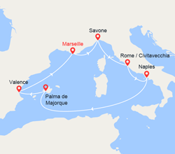 itinéraire croisière Méditerranée : Splendeurs de la Méditerranée : Italie, Majorque, Espagne 