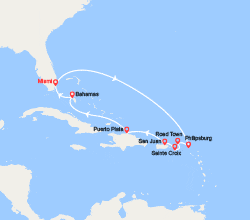itin&eacute;raire croisi&egrave;re Caraïbes et Antilles : St Maarten, Iles Vierges, Porto Rico, Rép. Dominicaine, Bahamas 