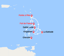 itinéraire croisière Caraïbes et Antilles : St Vincent, La Barbade, Ste Lucie, Grenade 