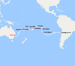 itinéraire croisière Pacifique : Tonçon du Tour du Monde : De Sydney à Santiago du Chili 