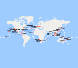 itinéraire croisière Tour du Monde : Tour du Monde 2027 au départ de Barcelone