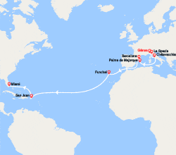 itin&eacute;raire croisi&egrave;re Transatlantique : Transatlantique : d'Italie en Floride 