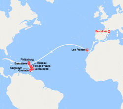 itin&eacute;raire croisi&egrave;re Transatlantique : Transatlantique : de Barcelone à la Martinique 