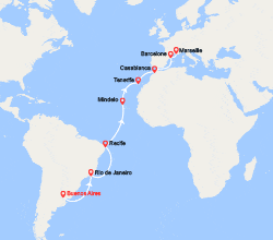 itinéraire croisière Transatlantique : Transatlantique : de Buenos Aires à Marseille 