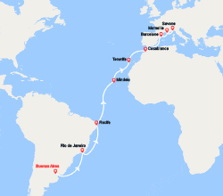 itinéraire croisière Transatlantique : Transatlantique : de Buenos Aires à Savone 