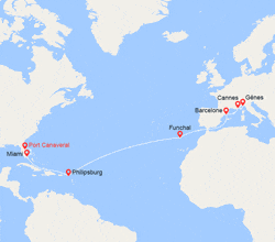 itinéraire croisière Transatlantique : Transatlantique : de Floride en Italie 