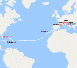 itin&eacute;raire croisi&egrave;re Transatlantique : Transatlantique : de Floride en Italie 