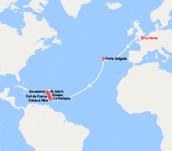 itinéraire croisière Transatlantique : Transatlantique : de France en Guadeloupe 