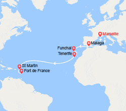 itinéraire croisière Transatlantique : Transatlantique : de Marseille à Fort-de-France 