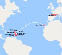itinéraire croisière Transatlantique : Transatlantique : de Marseille à la Martinique 