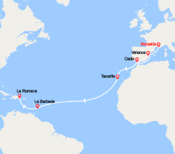 itinéraire croisière Transatlantique : Transatlantique : de Marseille à La Romana