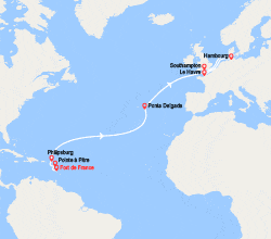 itin&eacute;raire croisi&egrave;re Transatlantique : Transatlantique : de Martinique au Royaume-Uni 