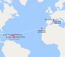 itin&eacute;raire croisi&egrave;re Transatlantique : Transatlantique : de Martinique en Espagne 