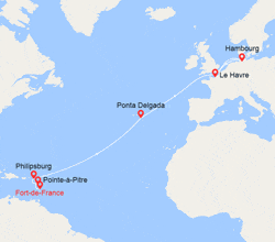 itin&eacute;raire croisi&egrave;re Transatlantique : Transatlantique : de Martinique en France 
