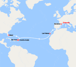 itinéraire croisière Transatlantique : Transatlantique : de Provence en Floride 