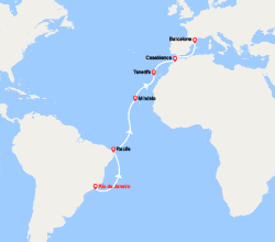 itinéraire croisière Transatlantique : Transatlantique : de Rio de Janeiro à Barcelone 