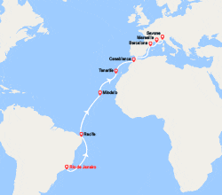 itinéraire croisière Transatlantique : Transatlantique : de Rio de Janeiro à Savone 