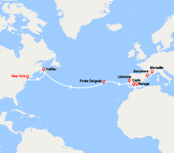 itinéraire croisière Transatlantique : Transatlantique : des États-Unis en Espagne 