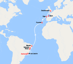 itinéraire croisière Transatlantique : Transatlantique : du Brésil au Royaume-Uni 