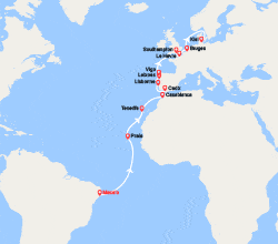 itinéraire croisière Transatlantique : Transatlantique : du Brésil jusqu'en Belgique 