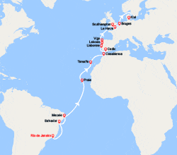 itinéraire croisière Transatlantique : Transatlantique : du Brésil jusqu'en Belgique 