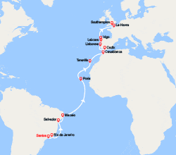 itinéraire croisière Transatlantique : Transatlantique : du Brésil jusqu'en France 