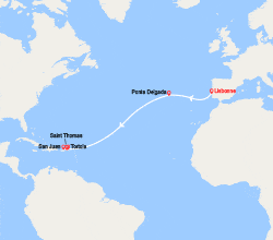 itinéraire croisière Transatlantique : Transatlantique du Portugal à Porto Rico 