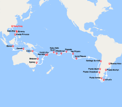 itinéraire croisière Asie : Tronçon du Tour du Monde : De Hong Kong à Buenos Aires 